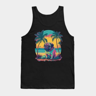 Pug on the beach at sunset Tank Top